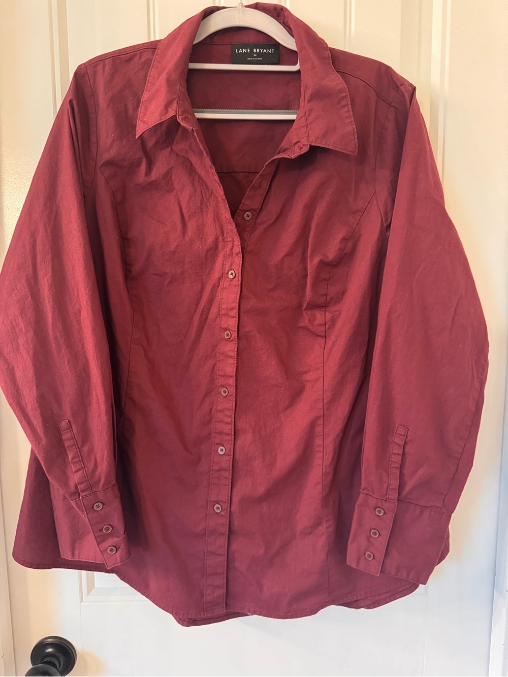 Lane Bryant Burgundy Button-Down Shirt Size 14